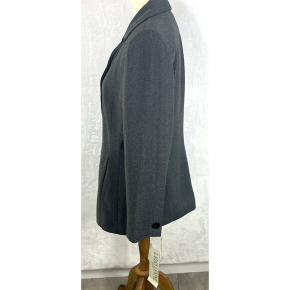 Larry Levine Suits 2-Piece Pant Suit Lined 4-Button Black White Size 12 NEW - Picture 10 of 13